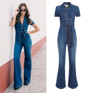 Alice+Olivia denim wide leg jumpsuit (Size 29)